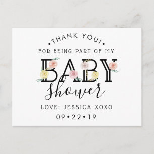 Carte Postale Faire-part Remerciements de Baby Shower pour Jardin Floral Ch