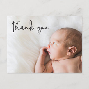Carte Postale Faire-part Remerciements de photo de naissance de bébé Script