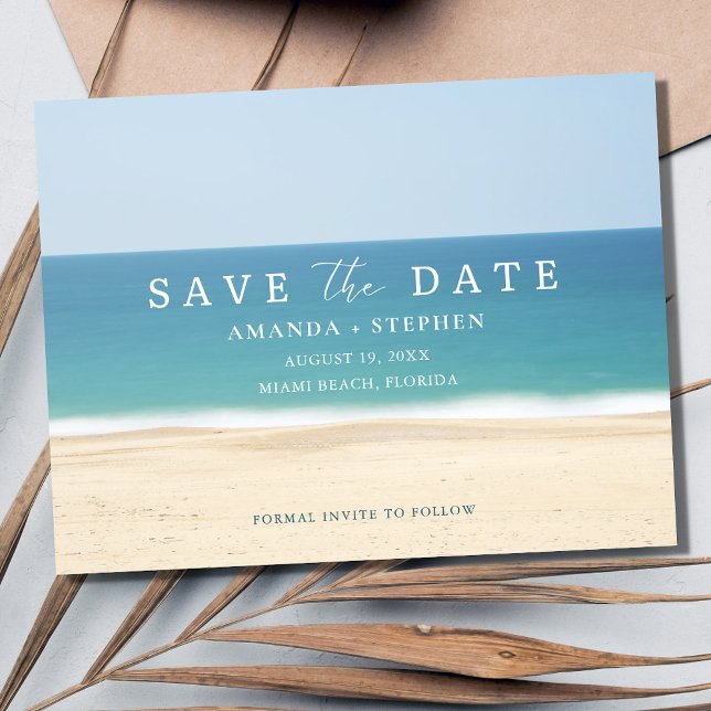 Carte Postale Faire-part Renouvellement de Vœux de Plage Enregistrez la Dat (Beach Vow Renewal Save The Date Postcard)