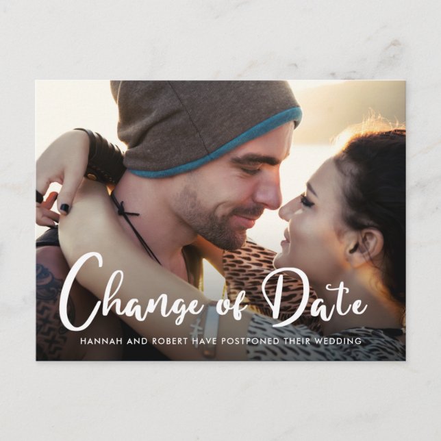Carte Postale Faire-part Report de date de mariage pour photo Changement de (Devant)