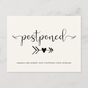 Carte Postale Faire-part Report de mariage moderne avec lumière de coeur cr