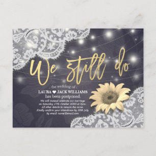 Carte Postale Faire-part Report de mariage Nous nous marions toujours Dente