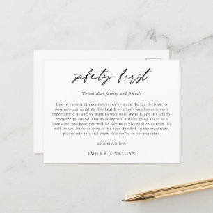 Carte Postale Faire-part Report de mariage Typographie Sécurité avant tout