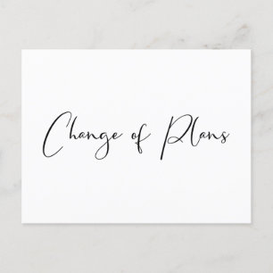 Carte Postale Faire-part Report mariage Changement de plans Noir Blanc