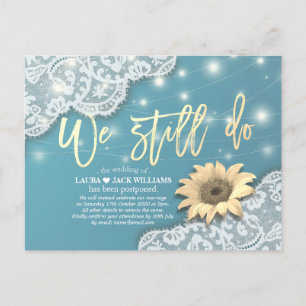 Carte Postale Faire-part Report mariage Nous Faisons Encore Des Tournesols