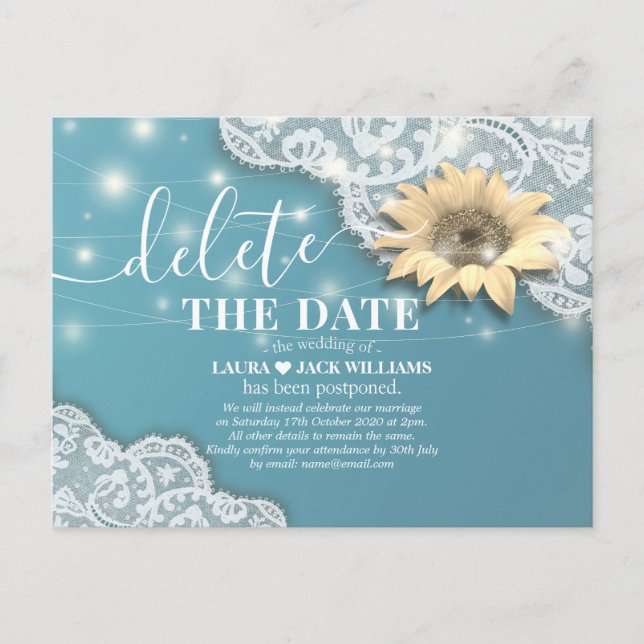 Carte Postale Faire-part Report mariage Supprimer La Date Sunflower (Devant)
