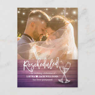 Carte Postale Faire-part Report reprogrammé du Mariage Changement de plan