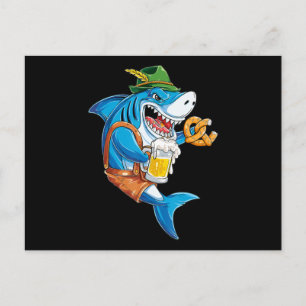 Carte Postale Faire-part Requin Drôle Boit Bière - Cadeaux De Requin Fou