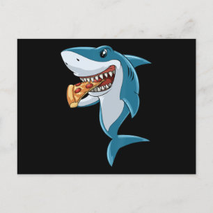 Carte Postale Faire-part Requin Mangeant Pizza Amoureux de Requin Amoureux