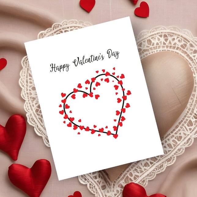 Carte Postale Faire-part Réseau and Black Hearts Valentines Design (Red and Black Hearts Valentines Design Card.)