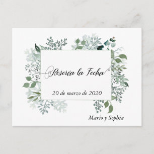 Carte Postale Faire-part Reserva La Fecha Feuilles Enregistrer La Date