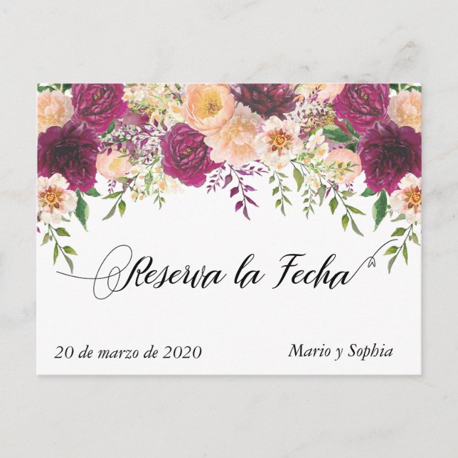 Carte Postale Faire-part Réservez la date La Flor pêche (Devant)