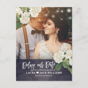 Carte Postale Faire-part Retarder notre date Elegant Mariage Postponement p