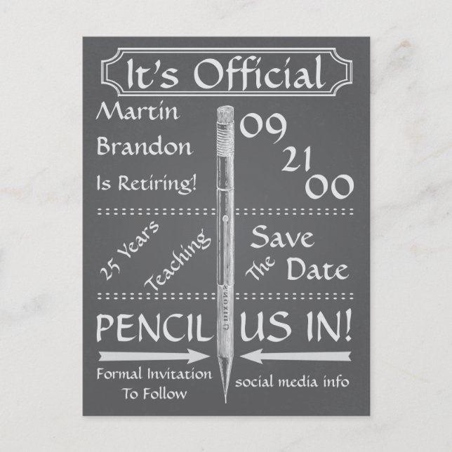 Carte Postale Faire-part Retrait vintage De Style De Tableau Latéral Enregi (Devant)