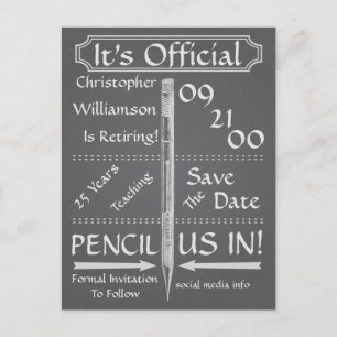 Carte Postale Faire-part Retraite Tableau Noir Rétro Épargnez La Date Fête