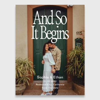 Carte Postale Faire-part Retro 90s And So It Begins Photo Save The Date