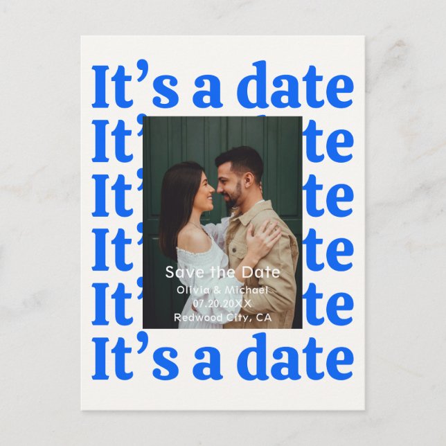 Carte Postale Faire-part Retro 90s Photo Wedding Save The Date Announcement (Devant)