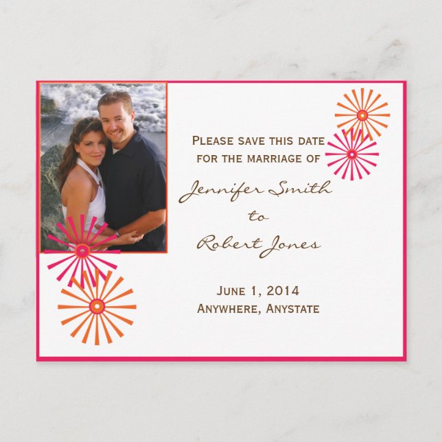 Carte Postale Faire-part Rétro avec une touche moderne Starburst (Devant)