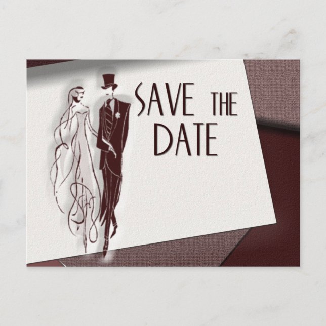Carte Postale Faire-part Rétro Enregistrer la date (Devant)