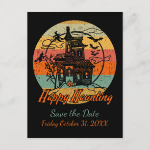 Carte Postale Faire-part Retro Halloween Happy Haunting Haunting Haunting H