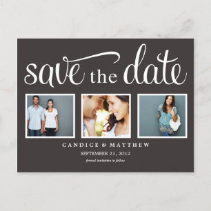 CARTE POSTALE FAIRE-PART RETRO NOIR ENREGISTRER LA DATE D'ANNONCE
