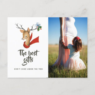 Carte Postale Faire-part Retro Vintage Reindeer Noël bébé attente