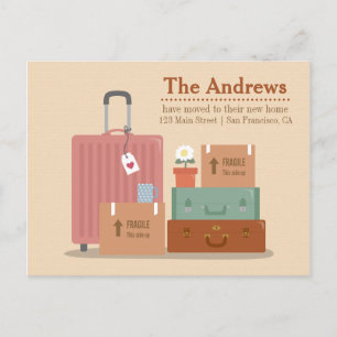 Carte Postale Faire-part Rétros nouvelles annonces à la maison de boîtes et