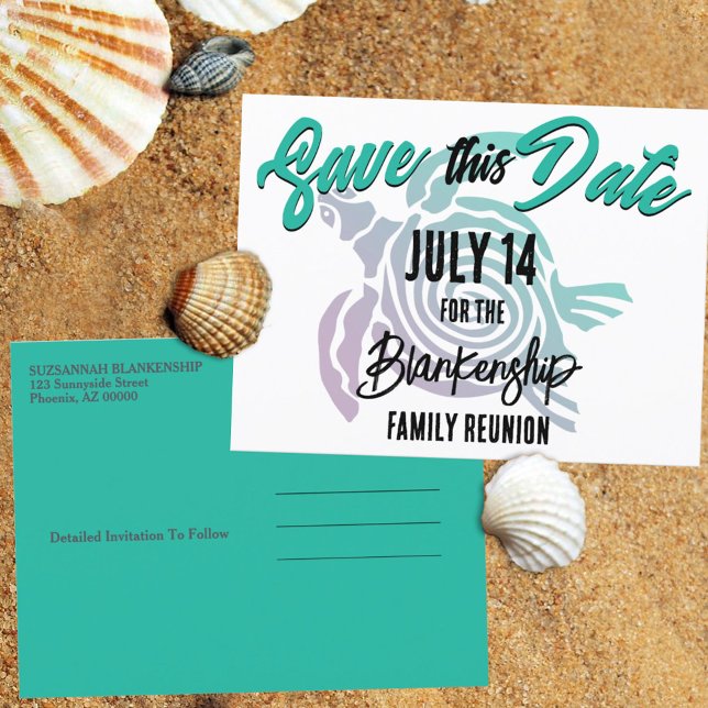 Carte Postale Faire-part Réunion de famille Enregistrez la date Art tribal  (Give the family ample notice with this tropical save the date family reunion postcard announcement. )