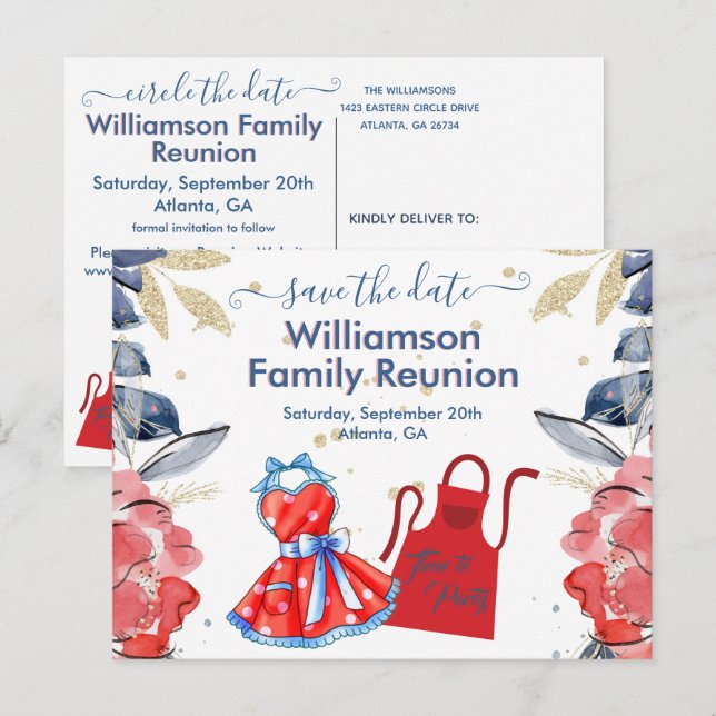 Carte Postale Faire-part Réunion de famille Enregistrez la date BBQ Code QR (Devant / Derrière)