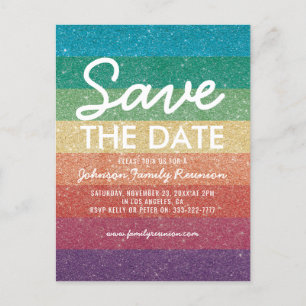 Carte Postale Faire-part Réunion de la Parties scintillant colorée Enregist