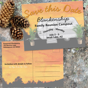 Carte Postale Faire-part Réunion du campout Party Enregistrer la date Modèl