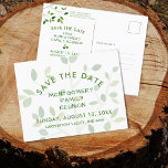 Carte Postale Faire-part Réunion Familiale Enregistrer La Date Arborescence<br><div class="desc">Envoyez l'information SAVE THE DATE pour votre réunion de famille ou réunion de famille en utilisant ces cartes postales avec un design moderne et minimaliste d'arbre de famille dans les tons verts. Tout le texte est modifiable. La coordination des fournitures de la fête de réunion et des articles de nouveauté...</div>