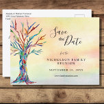 Carte Postale Faire-part Réunion Familiale Enregistrer La Date Arbre Arc-En<br><div class="desc">Family Reunion Enregistrer La Date Rainbow Tree Faire-part Carte Postale. Demandez à votre famille d'enregistrer la date de votre réunion de famille avec cette carte postale d'invitation élégante. Il dispose d'un arbre généalogique aux couleurs de l'arc-en-ciel sur un arrière - plan aquarelle. Il y a des modèles pour vous de...</div>