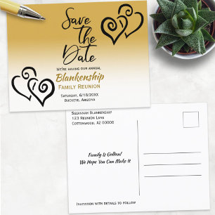 Carte Postale Faire-part Réunion Familiale Enregistrer La Date Black Linked