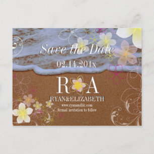 Carte Postale Faire-part Rêve de hula de PixDezines sauvé date plage+vagues