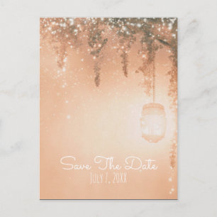 Carte Postale Faire-part Rêve Rose Forêt Rustique Enregistrer la Date