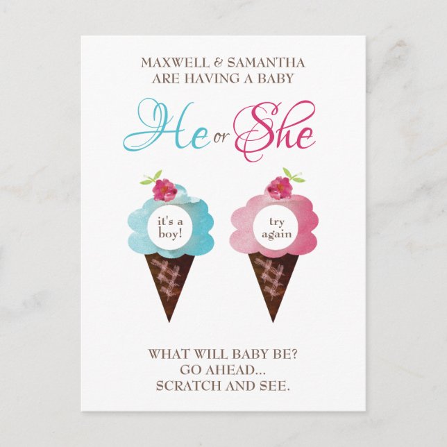 Carte Postale Faire-part Révélateur de genre à gratter (pas un vrai ticket  (Devant)