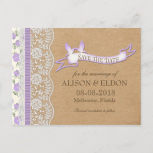 Carte Postale Faire-part Rêves de dentelle romantiques avec des fleurs