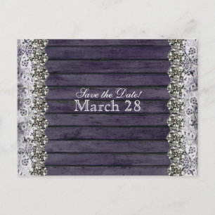 Carte Postale Faire-part Rhinestone en dentelle Vintage Enregistrer la date