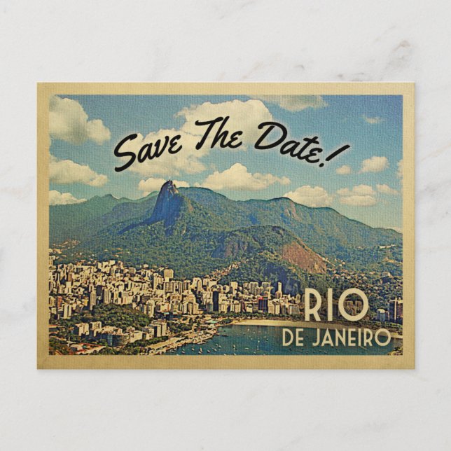 Carte Postale Faire-part Rio de Janeiro Enregistrer la date Brésil (Devant)