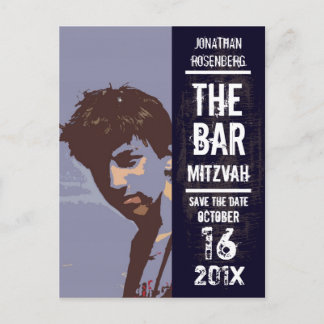 Carte Postale Faire-part Rock Band Bar Mitzvah Enregistrer la date
