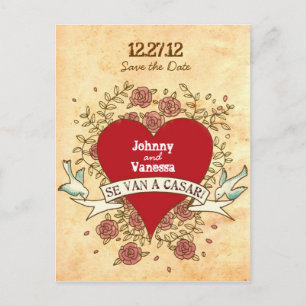 Carte Postale Faire-part Rock 'n' Roll Mariage (espagnol) Enregistrer la da