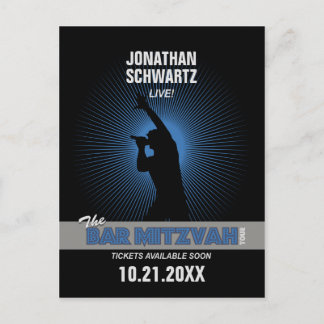 Carte Postale Faire-part Rock Star Bar Mitzvah Enregistrer la date Black Si