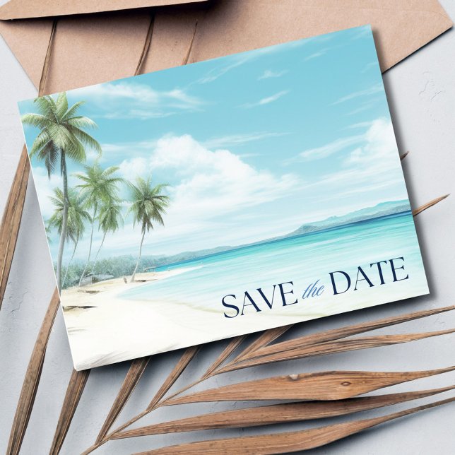 Carte Postale Faire-part Romantique Aquarelle Mariage Plage Épargnez la Dat (Romantic Watercolor Beach Wedding Save the Date)