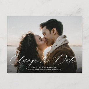 Carte Postale Faire-part Romantique Photo de Calligraphie Blanche Changemen