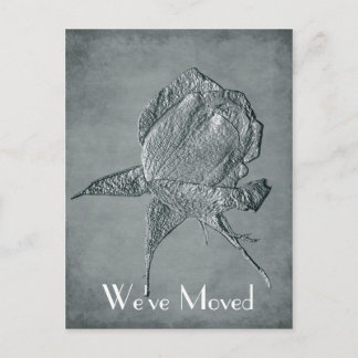 Carte Postale Faire-part Rose Argent Nouvelle adresse Floral