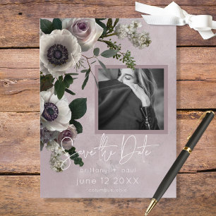 Carte Postale Faire-part Rose & blanc Floral moderne Photo Enregistrer la d
