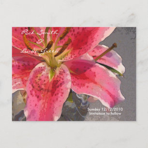 Carte Postale Faire-part Rose & blanc Jour Lily- Enregistrer la date