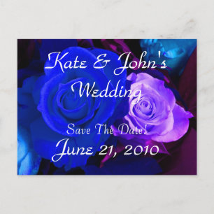 Carte Postale Faire-part Rose bleu violet Enregistrer la date