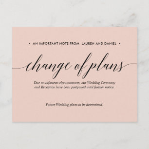 Carte Postale Faire-part Rose  Changement de régime Mariage reporté annulé